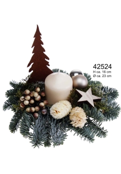 Nobilisgesteck mit Kerze 50/80 creme