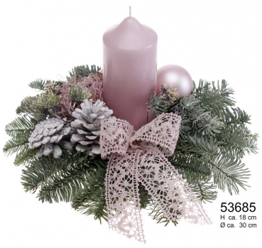 Nobilis, Adventsgesteck mit Stumpe  60/150 antikrosa
